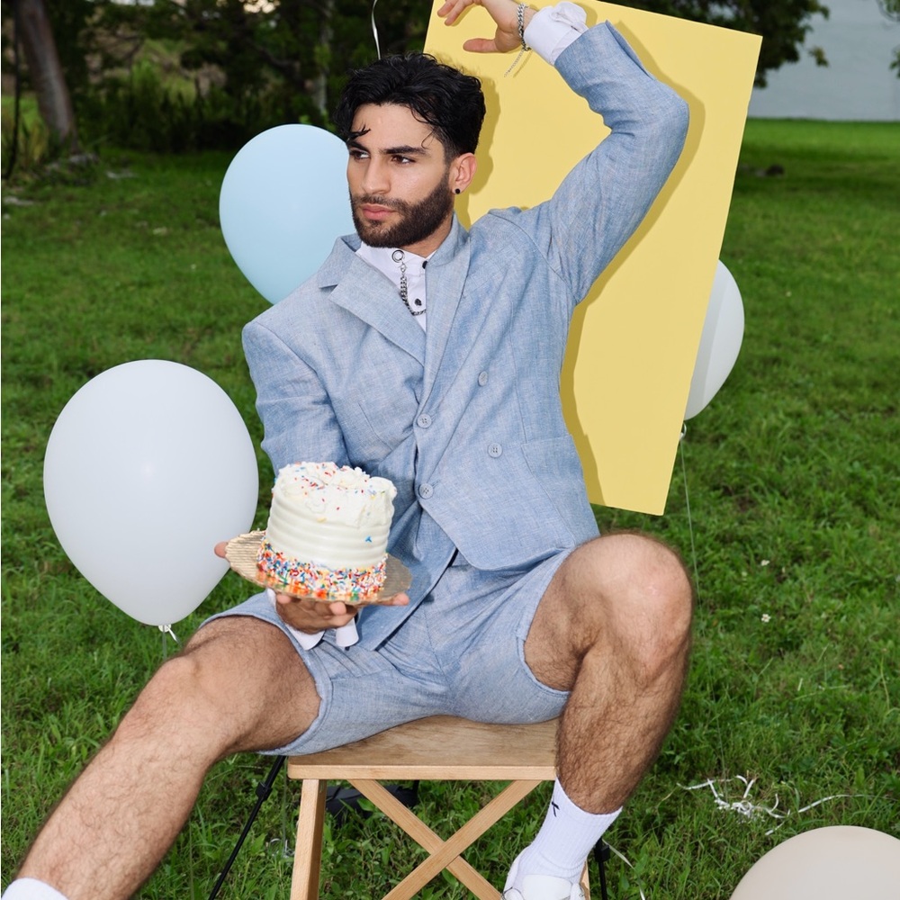 Express Light Blue Double-Breasted Suit - Picture 5 of 6